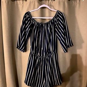 Navy blue/ White Striped Romper